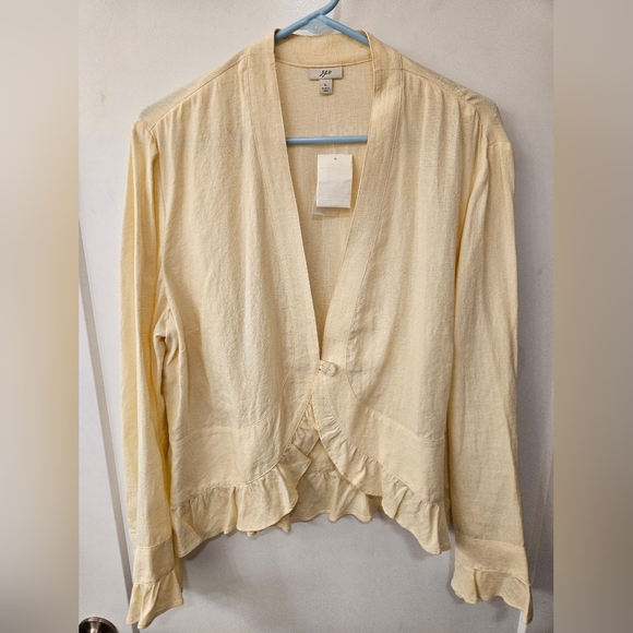 NWT - Linen J. Jill Yellow "Sunlight" Blazer - Size L - Picture 1 of 8